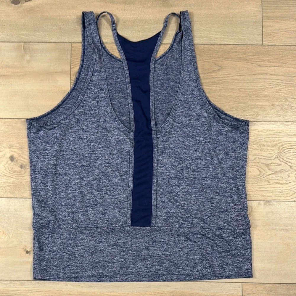 Nike Women’s Studio Cutout Heathered Blue Dri-Fit Tank Top